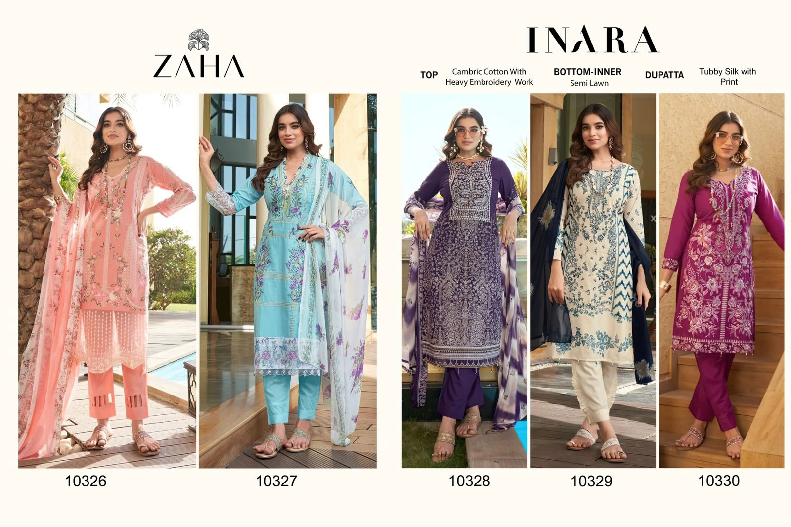 Zaha Inara Vol 1 Pure Cambric Cotton Wholesale Pakistani Salwar Suit Catalog — Wholesale Salwar Suits, MPA wholesale from Surat — view 11